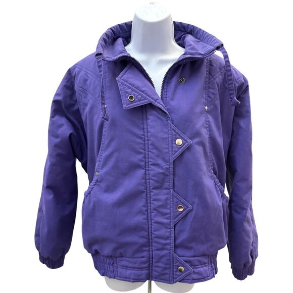 Ville Franche Jackets & Blazers - Vintage 80s Ville Franche Women Size M Purple Jacket zipped Snap button closure